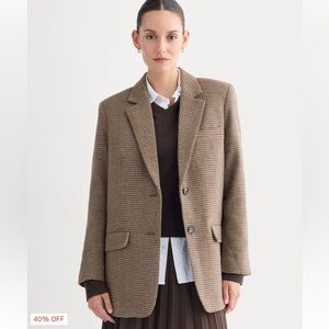Everlane Oversized Brown Houndstooth Blazer